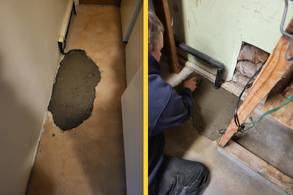 Repairing The Floor With Cement